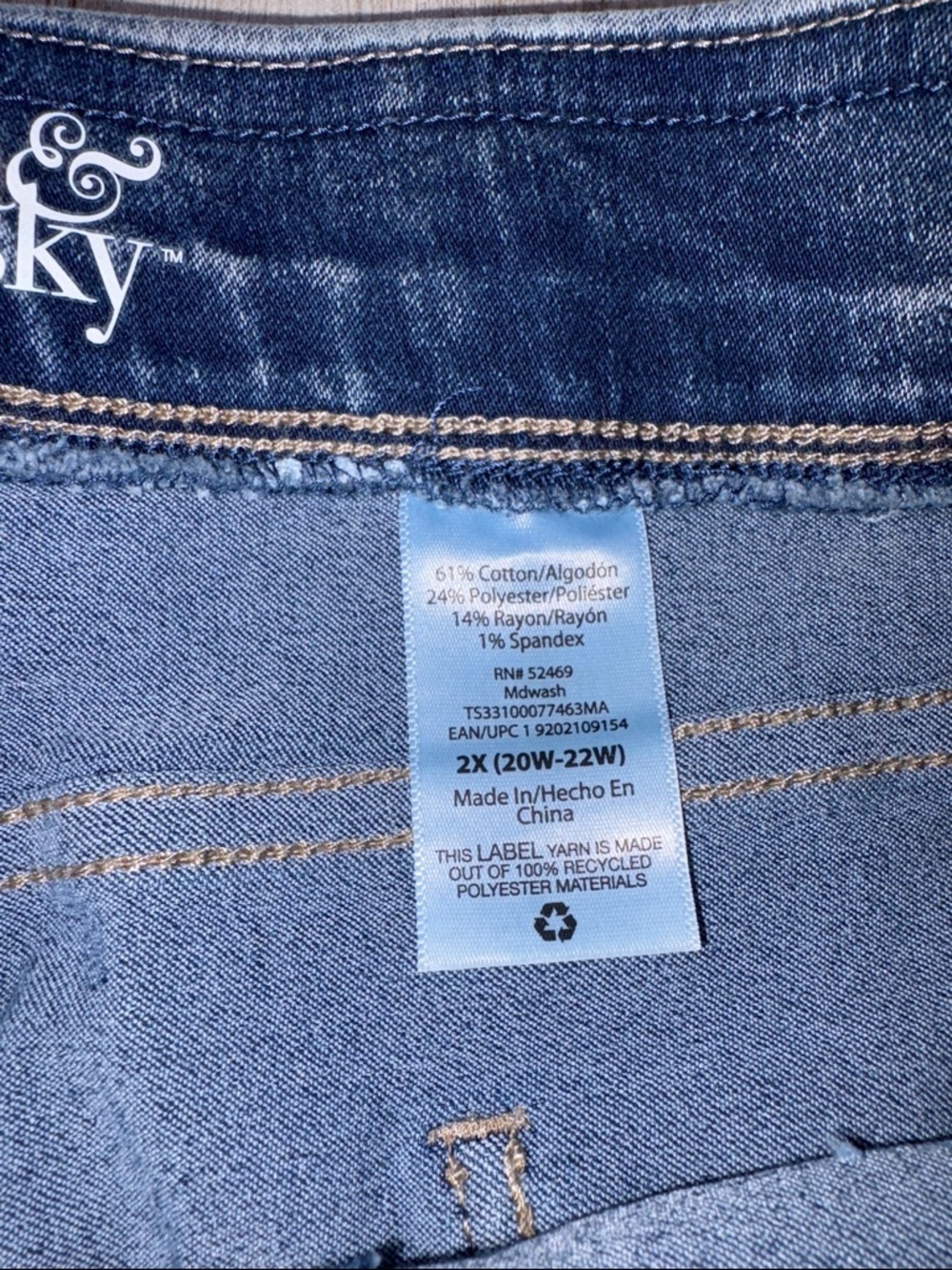 Terra & Sky  Jeggings Skinny Hgh Rise Washed Blue Size 2X (20-22W) - Picture 6 of 12